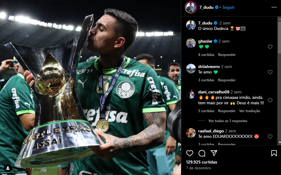 Dudu celebra título do Palmeiras