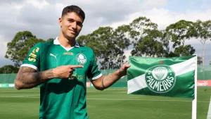 Emiliano Martínez, volante do Palmeiras. Foto: Fabio Menotti/Palmeiras