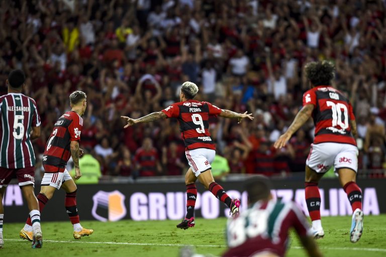 Pedro comemora gol pelo Flamengo