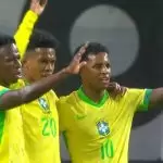 Vini Jr, Estevão e Rodrygo pela Seleção Brasileira 2025