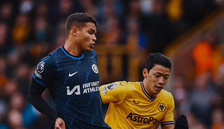 Thiago Silva (Chelsea) em jogo contra o Wolverhampton. Foto: Reprodução/Chelsea