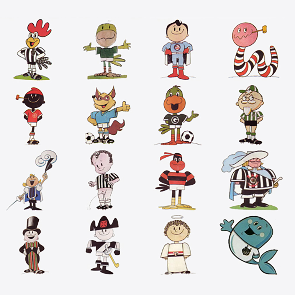 Mascotes dos times brasileiros desenhados por Ziraldo. Foto: Reprodução