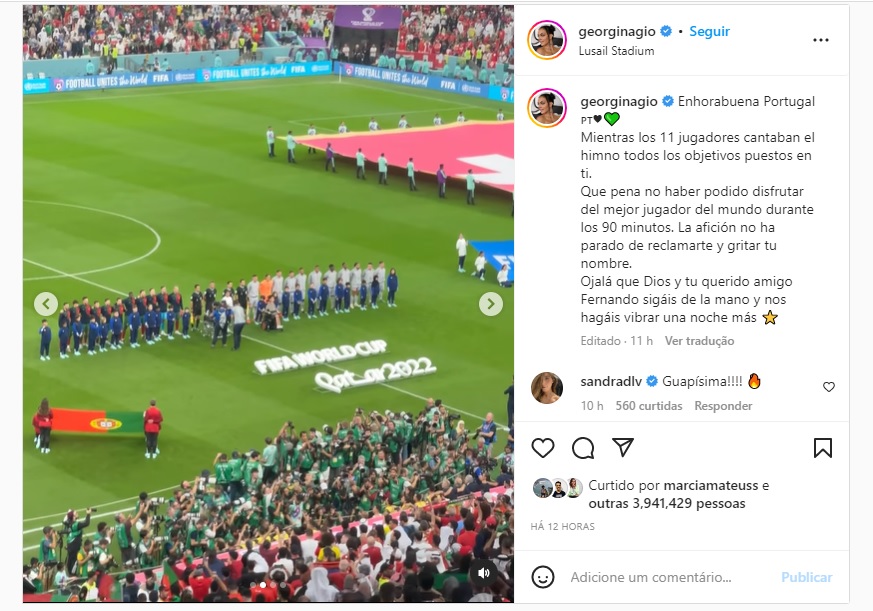 Georgina Rodriguez defende CR7 e lança indireta para Fernando Santos