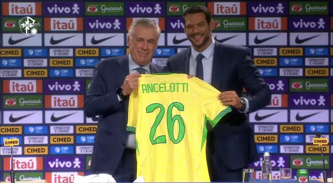 Carlo Ancelotti em sua primeira convocação da Seleção Brasileira