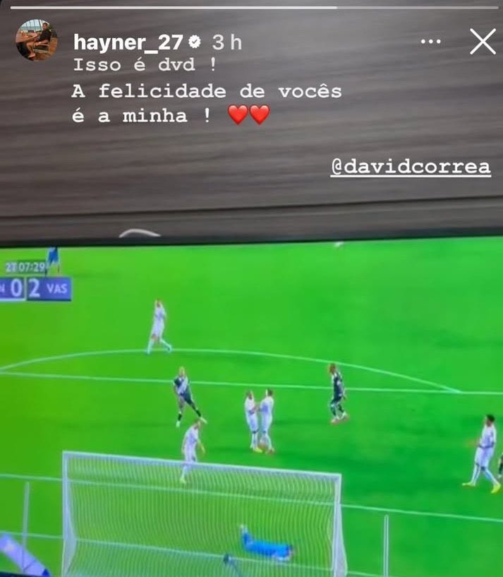 Hayner fez postagem comemorando derrota do Santos