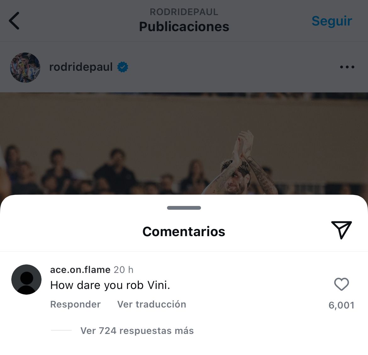 Torcedores confundem Rodri e comentam em perfil de De Paul após Bola de Ouro. Foto: Reprodução/Instagram