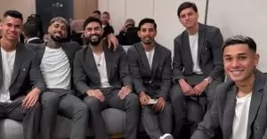 Jogadores do Botafogo antes de embarque para a Copa do Mundo de Clubes