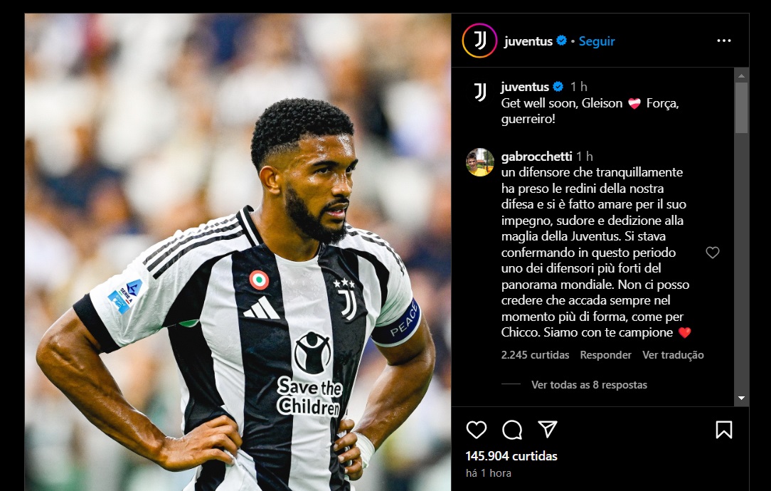 Juventus confirma que Bremer passará por cirurgia