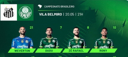 Palmeiras x Santos escalação