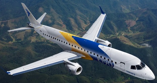 Avião modelo E190 da Embraer, comprado por Leila Pereira para o Palmeiras.