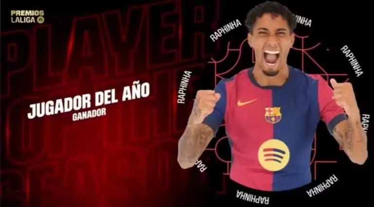 Raphinha é eleito jogador do ano pela LaLiga
