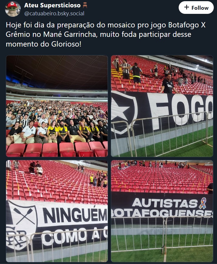 Torcida do Botafogo prepara mosaico histórico em Brasília