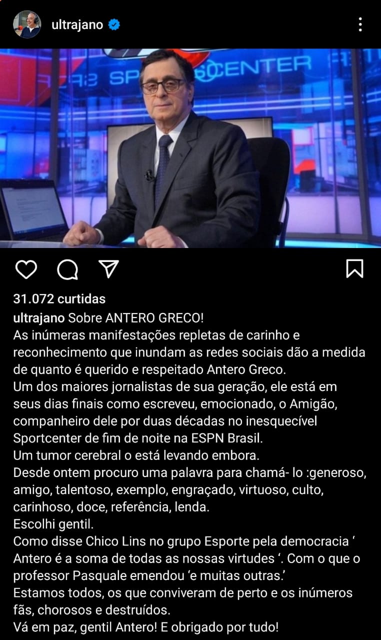 José Trajano se despede de Antero Greco