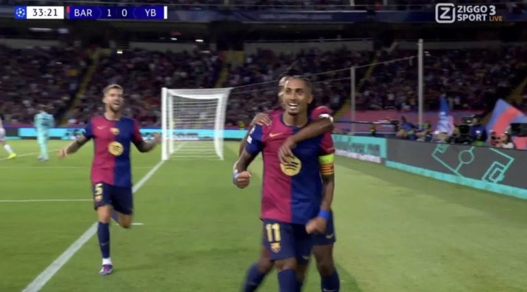 Raphinha fez gol na vitória do Barcelona