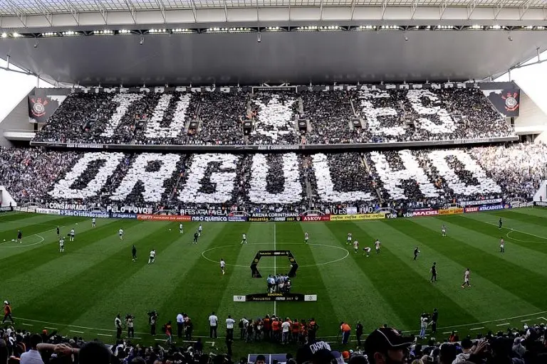 Mosaico do Corinthians na Neo Química Arena, em São Paulo. Foto: Reprodução