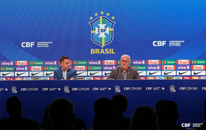 Dorival Júnior - técnico da seleção brasileira - e Rodrigo Caetano, gerente de seleções da CBF