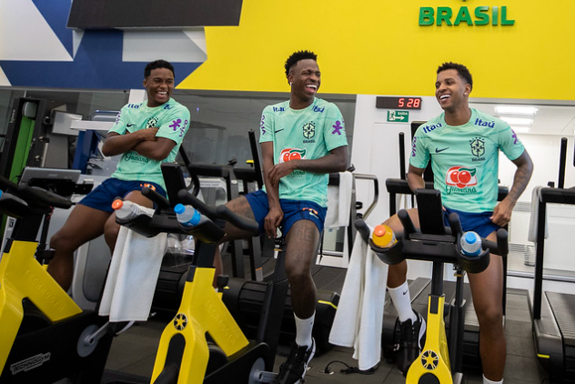 Endrick, Vinicius Junior e Rodygo, atacantes da seleção brasileira