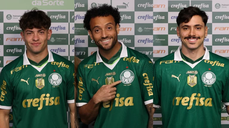 Agustín Giay, Felipe Anderson e Maurício, reforços do Palmeiras. Fotos: Cesar Greco/SE Palmeiras