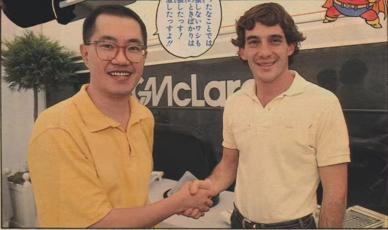 Encontro de Akira Toriyama e Ayrton Senna - Foto: Reprodução