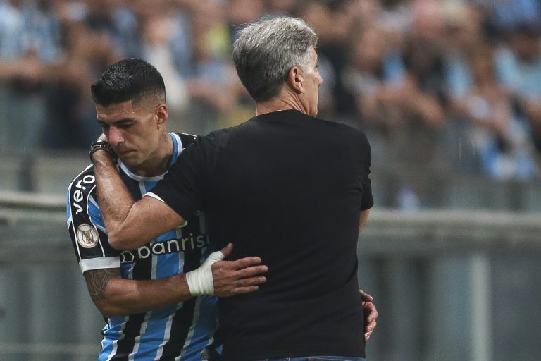 Renato Portaluppi e Luis Suárez, técnico e atacante do Grêmio