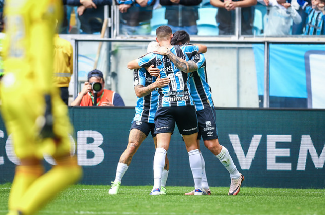 Jogadores do Grêmio na Arena