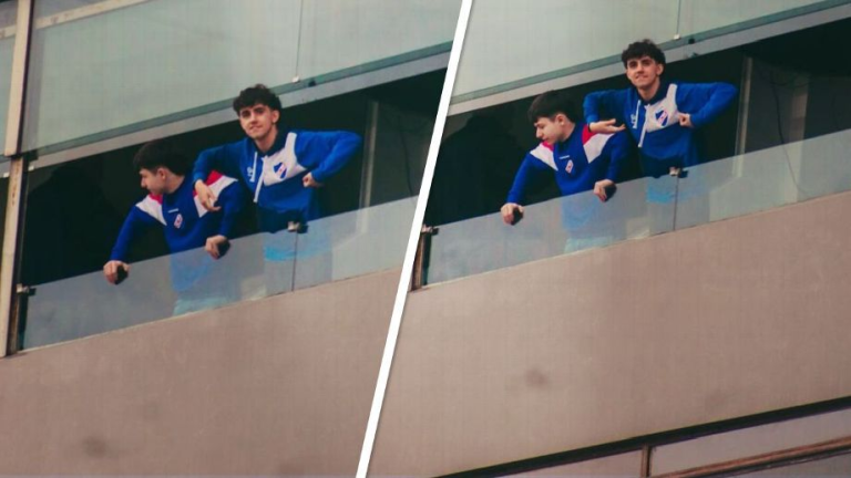 Torcedor do Nacional é flagrado imitando um macaco para à torcida do São Paulo. Foto: Reprodução