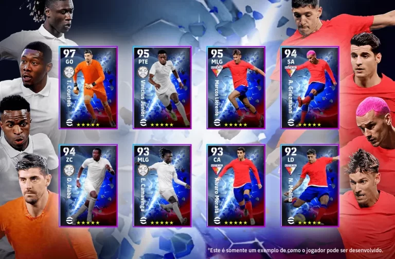 Jogadores disponíveis no pacote "Derby Day - Madrid" no eFootball 2023 — Foto: Reprodução in-game