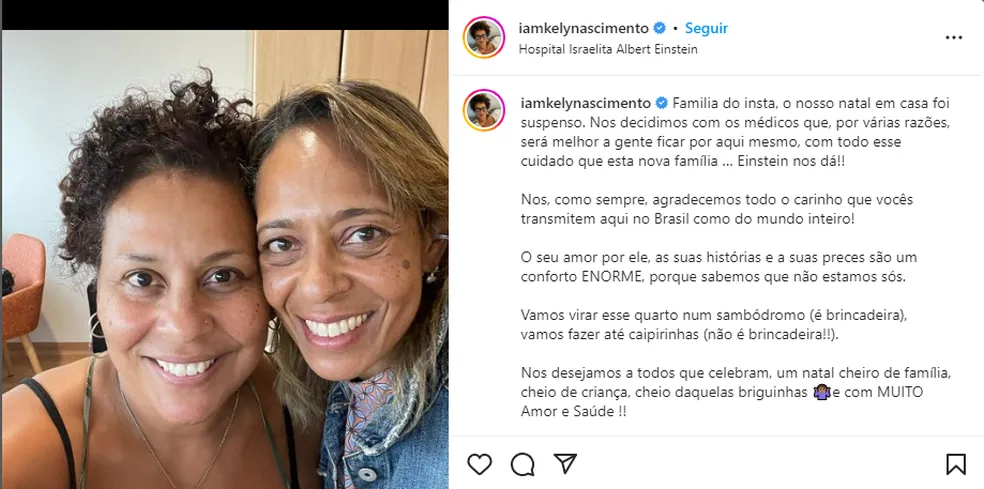 Kely Nascimento, filha de Pelé, posta sobre o pai 