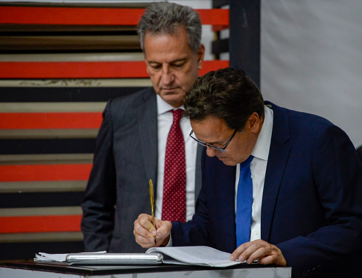 Rodolfo Landim e Rodrigo Dunshee, dirigentes do Flamengo