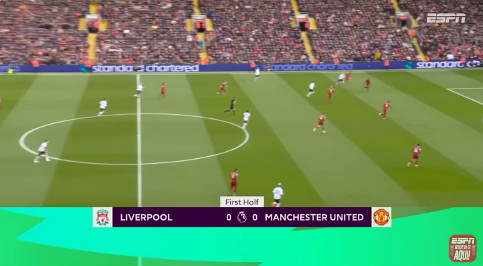 Início de jogo entre Liverpool x Manchester United