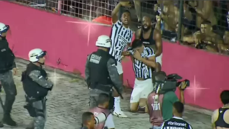 Luvannor, do Ceará, foi atingido por gás de pimenta pela polícia em Pernambuco, após vitória sobre o Sport na Copa do Nordeste. Foto: Reprodução/Twitter