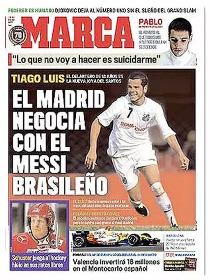 Tiago Luís foi capa do jornal espanhol Marca, em 2008. Foto: Reprodução/Marca