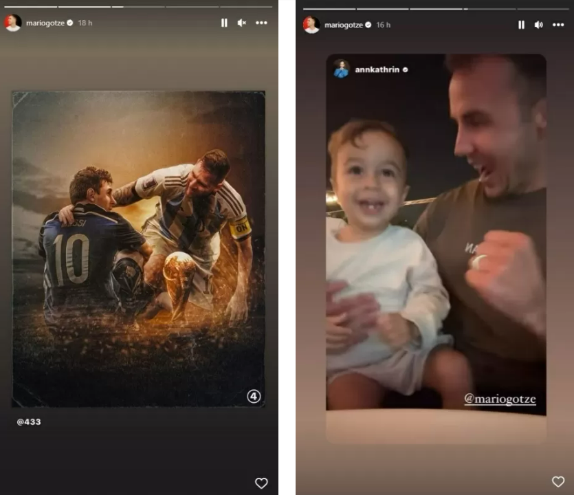 Götze comemora título de Lionel Messi em seu Instagram. Foto: Reprodução/Instagram