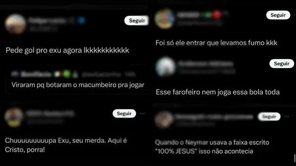 Mensagens de ódio direcionadas a Paulinho e sua religião. Foto: Reprodução/Twitter