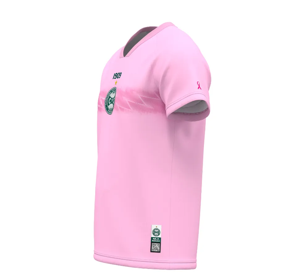 Camisa do Coritiba para o Outubro Rosa 2023. Foto: Reprodução/Coritiba