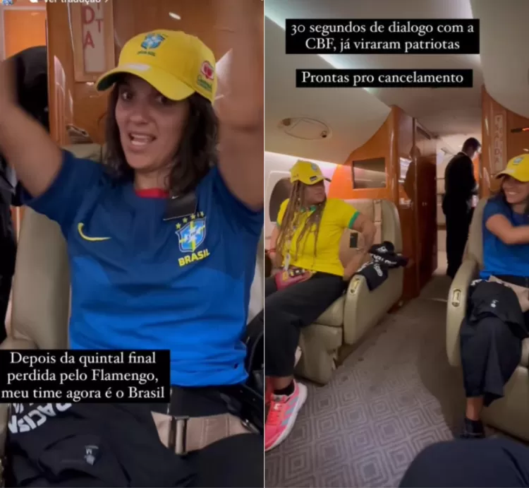 Marcelle também ironizou colegas usando camisa da seleção brasileira em voo da FAB. Foto: Arquivo pessoal