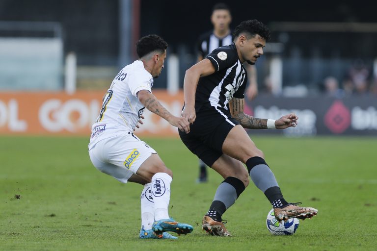 Dodi, volante, e Tiquinho Soares, atacante, em Santos x Botafogo