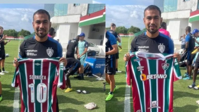 Sornoza com a camisa do Fluminense