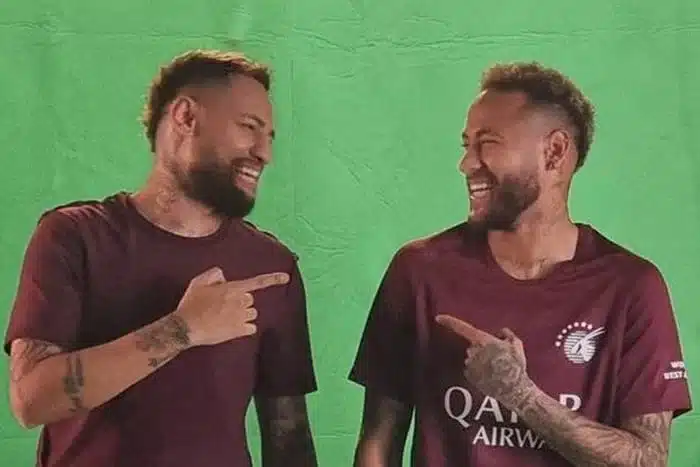 Neymar e seu sósia em um comercial. (Foto: Reprodução)