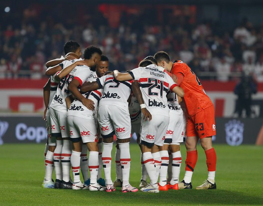 Jogadores do São Paulo no Morumbis