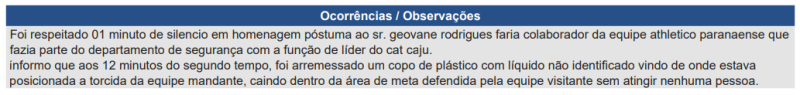 Súmula de Athletico x Vasco, pela Copa do Brasil 2024