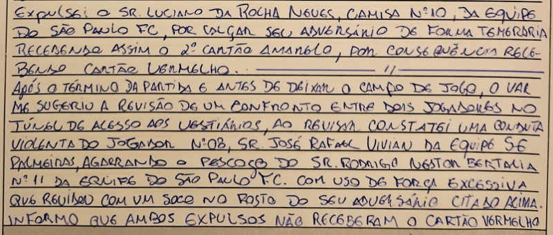 Súmula de Palmeiras x São Paulo, pelo Brasileirão 2024