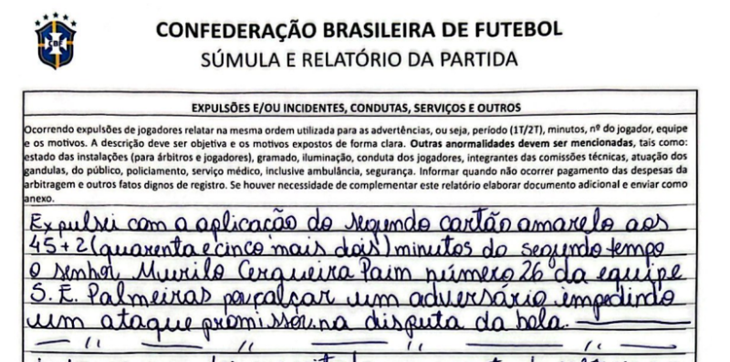 Súmula de Flamengo x Palmeiras, pelo Brasileirão 2024