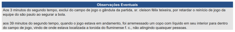 Súmula de Fluminense x São Paulo, pelo Brasileirão 2024