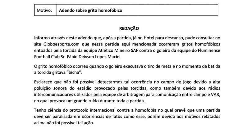 Súmula de Atlético-MG x Fluminense, pelo Brasileirão 2024