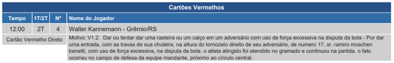 Súmula de Grêmio x Cruzeiro, pelo Brasileirão 2024