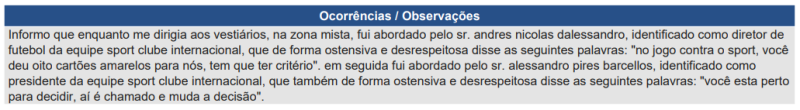 Súmula de Inter x Bahia, pela 33ª rodada do Brasileirão 2025