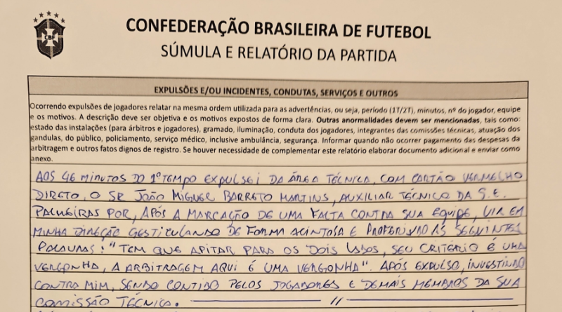 Súmula de Palmeiras x São Paulo, pelo Brasileirão 2024