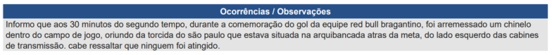 Súmula de São Paulo x Bragantino, pela 33ª rodada do Brasileirão 2025