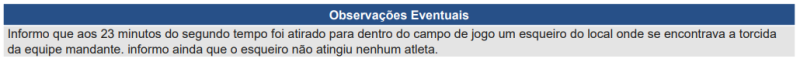 Trecho da súmula de Corinthians x Flamengo